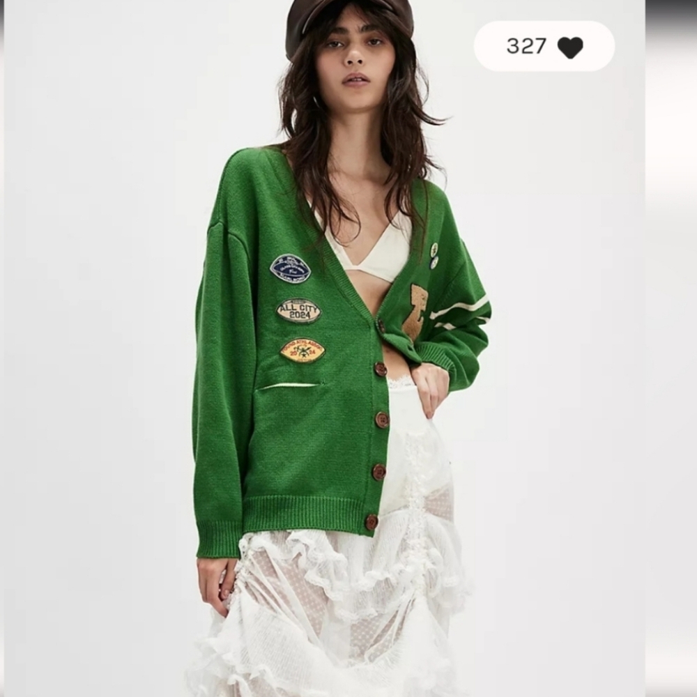 Nwt Found Pineneedle Varsity Knit Cardigan